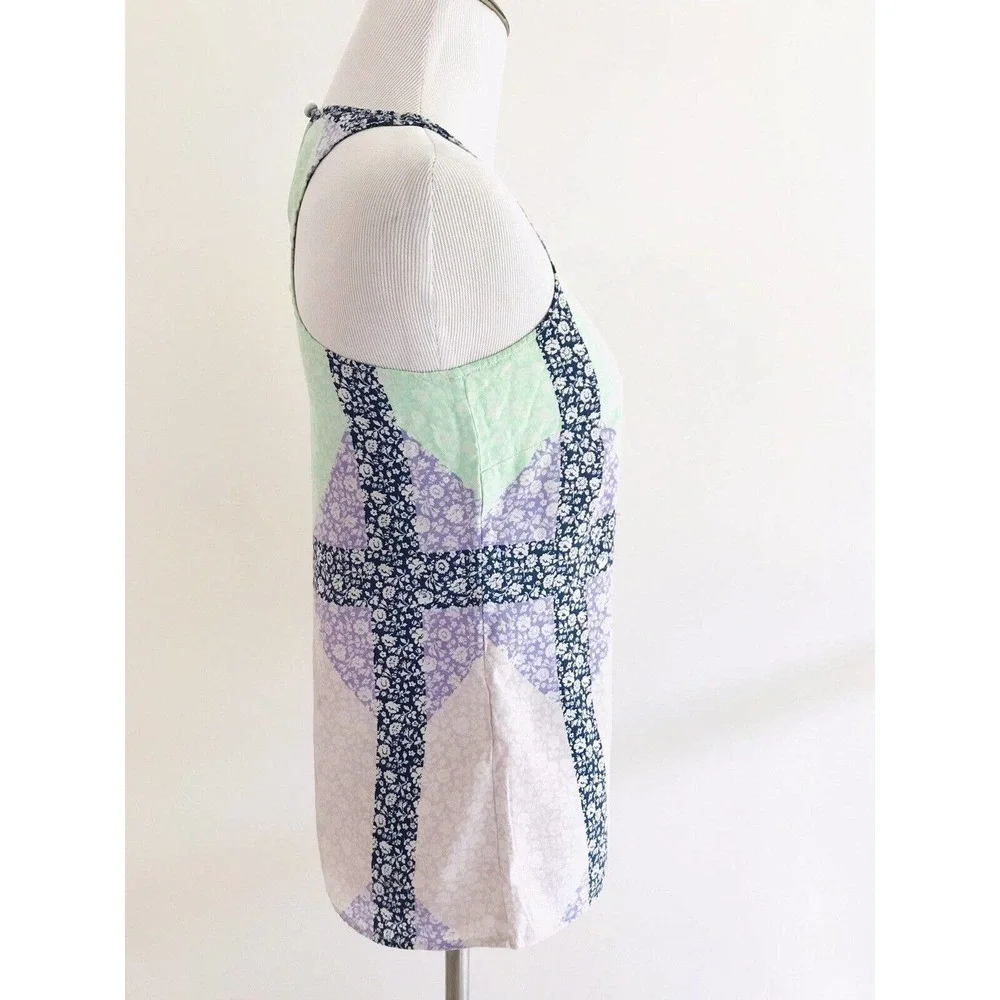 J Crew | Widowpane Silk Halter Top Womens Size 00 Purple Floral Sleeveless
